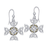 Celtic Knotwork Cross Silver with 18K Gold Accent Earrings MER710