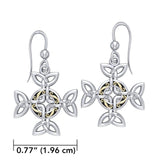 Celtic Knotwork Cross Silver with 18k Gold accent Earrings MER710 - Jewelry