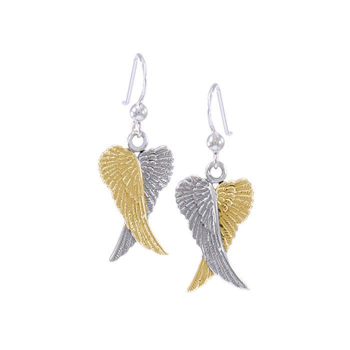 Angel Wings Silver and 14K Gold accent Earrings MER928 - Jewelry
