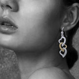 Triple Heart Silver and Gold Earrings MER966 - Jewelry