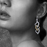Triple Heart Silver and 14K Gold accents Earrings MER966 - Jewelry