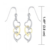 Triple Heart Silver and 14K Gold accents Earrings MER966 - Jewelry