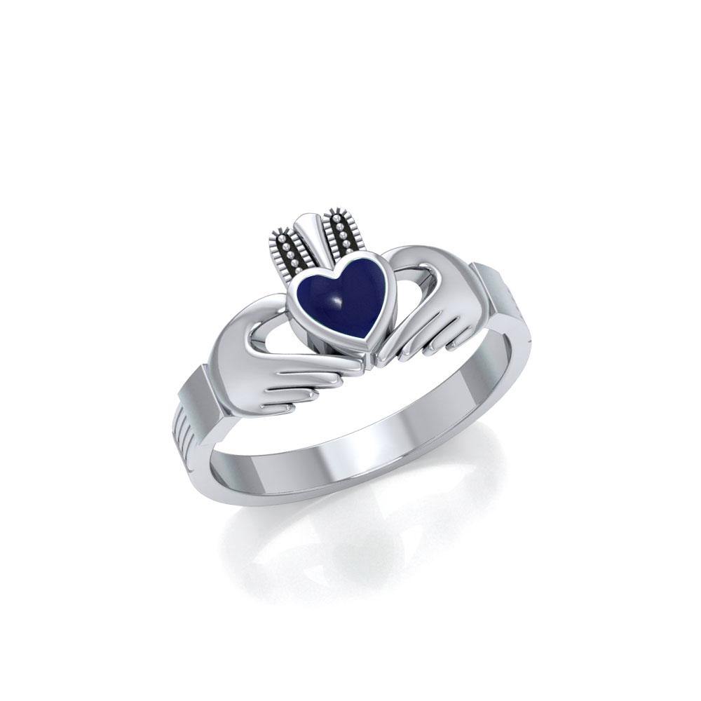 Irish Claddagh Silver Ring with Gem MG058I - Jewelry