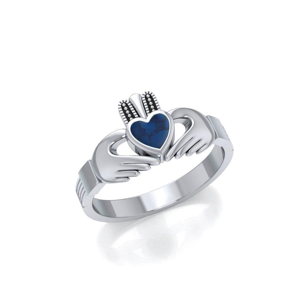 Irish Claddagh Silver Ring with Gem MG058I - Jewelry