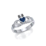 Irish Claddagh Silver Ring with Gem MG058I - Jewelry