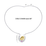 Friesian Horse in Horseshoe Silver and 22K Gold Plate Necklace MNC124 - Jewelry