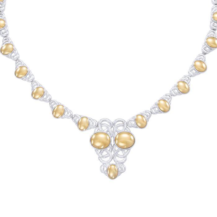 Danu Silver and Gold Celtic Knotwork Necklace MNC156 - Jewelry