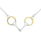 Eggbutt Snaffle Horse Bits Sterling Silver & 14K Gold Accent Necklace MNC206