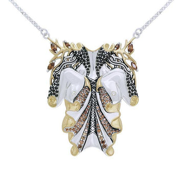 Dali-inspired fine Sterling Silver Body Shape Jewelry Necklace in 14k Gold accent MNC216 - Jewelry