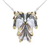 Dali-inspired fine Sterling Silver Body Shape Jewelry Necklace in 14k Gold accent MNC216