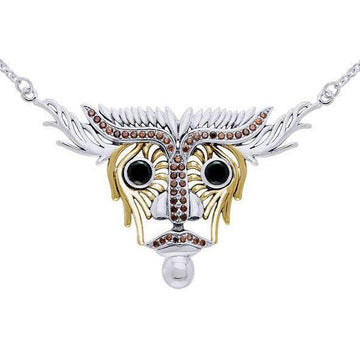 Dali-inspired fine Sterling Silver Animal Head Jewelry Necklace in 14k Gold accent MNC217 - Jewelry