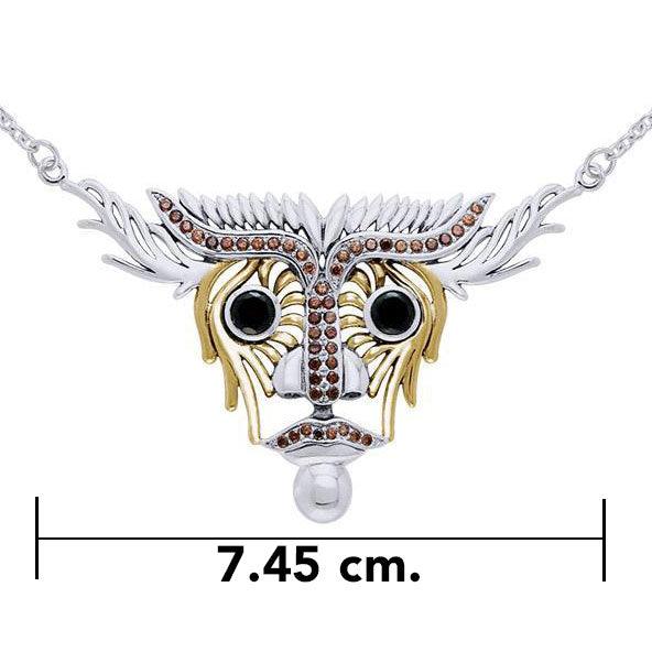 Dali-inspired fine Sterling Silver Animal Head Jewelry Necklace in 14k Gold accent MNC217 - Jewelry
