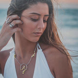 Quadruple Hammerhead Shark Sterling Silver and 14K Gold Accent Necklace MNC296 - Jewelry