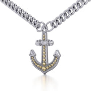 Firm and golden ~Anchor with Sterling Silver With  14k gold accents Necklace MNC380