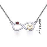 Infinity Heart Silver and Gold Necklace with Gemstone MNC485 - Jewelry