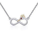 Infinity Peacock Silver and Gold Necklace with Gemstone MNC487 - Jewelry