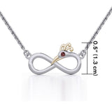 Infinity Peacock Silver and Gold Necklace with Gemstone MNC487 - Jewelry