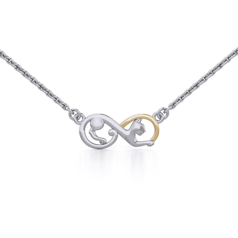 Infinity Cat Silver and Gold Necklace MNC489 - Jewelry