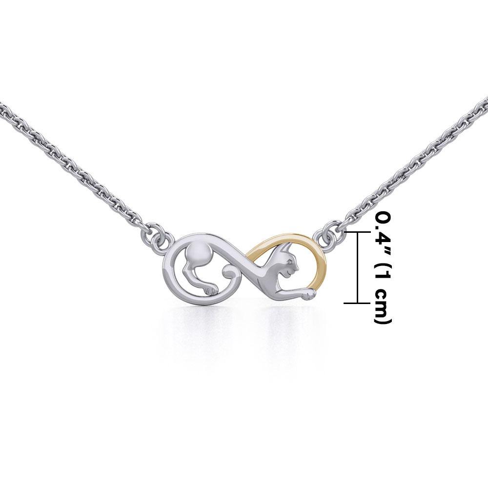 Infinity Cat Silver and Gold Necklace MNC489 - Jewelry