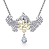 Gold Plated Celtic & Pegasus Horse with Wing Silver Necklace MNC540 - Jewelry