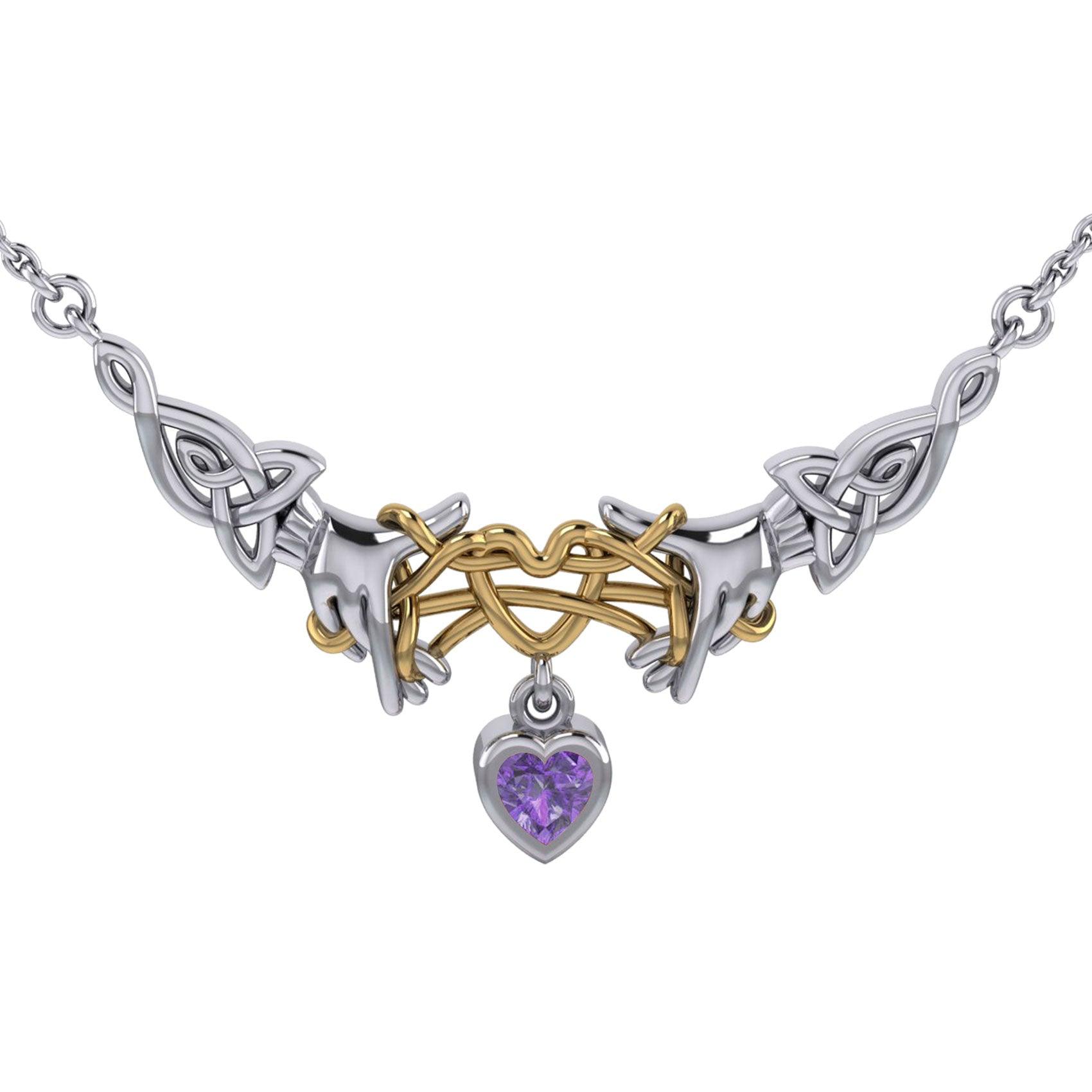 Celtic Knotwork Japanese Ayatori Love Silver Necklace MNC555 - Jewelry