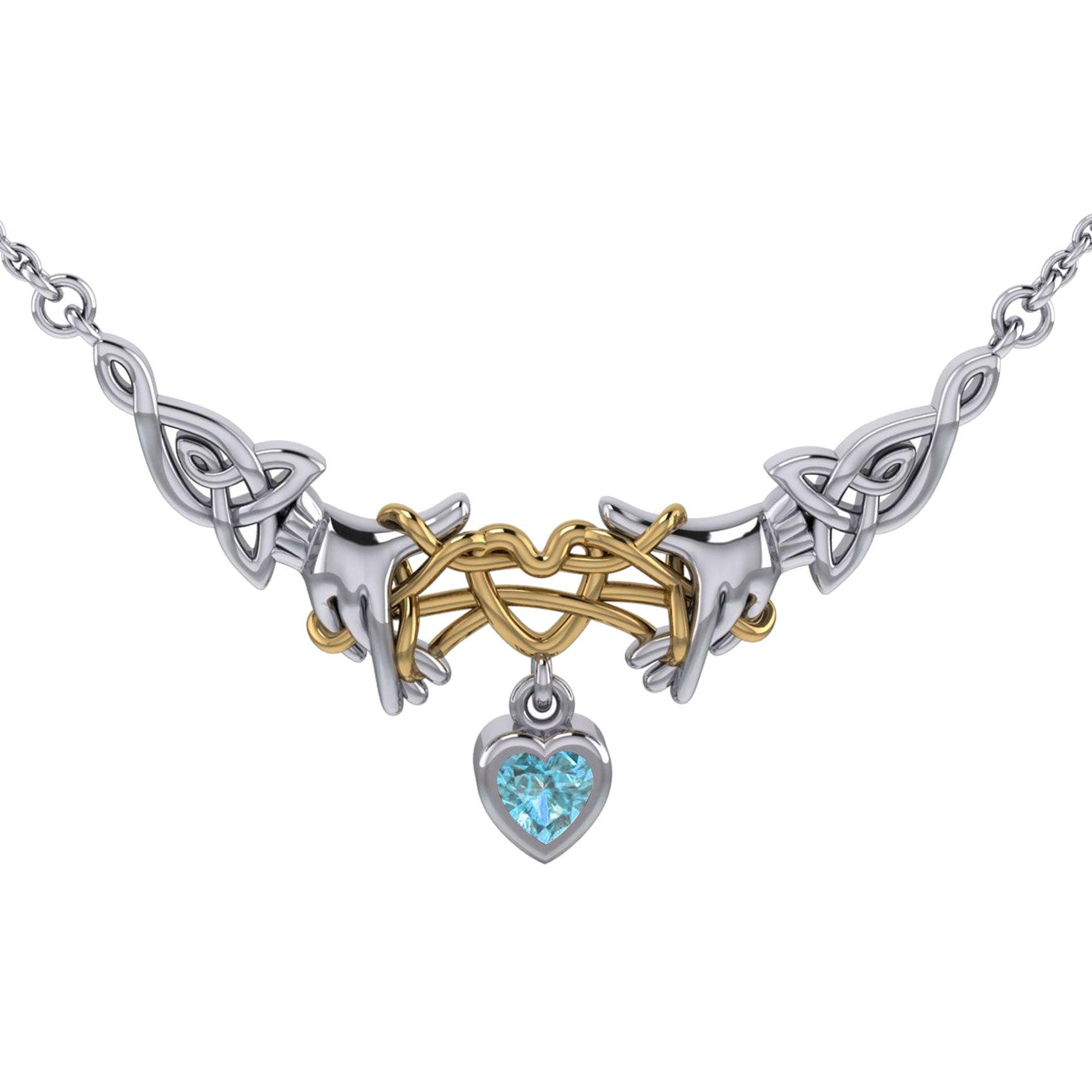 Celtic Knotwork Japanese Ayatori Love Silver Necklace MNC555 - Jewelry