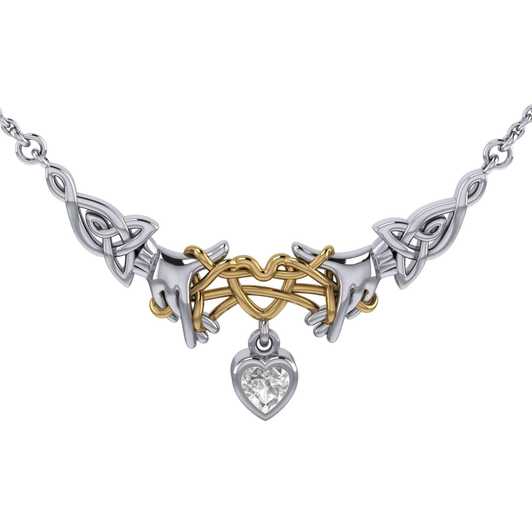 Celtic Knotwork Japanese Ayatori Love Silver Necklace MNC555 - Jewelry