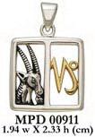 Capricorn Zodiac Symbol Silver and 14K Gold Accent Pendant MPD911 - Jewelry
