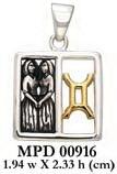 Gemini Zodiac Symbol Silver and 14K Gold Accent Pendant MPD916 - Jewelry