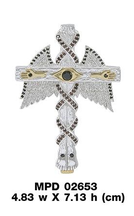 Believe in thy Cross ~ Dali-inspired fine Sterling Silver Jewelry Pendant in 18k Gold accent MPD2653 - Jewelry