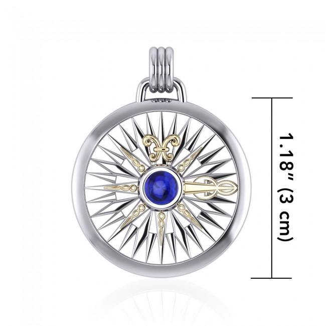 Celtic Fleur de Lis Compass Gemstone Pendant MPD075 - Jewelry