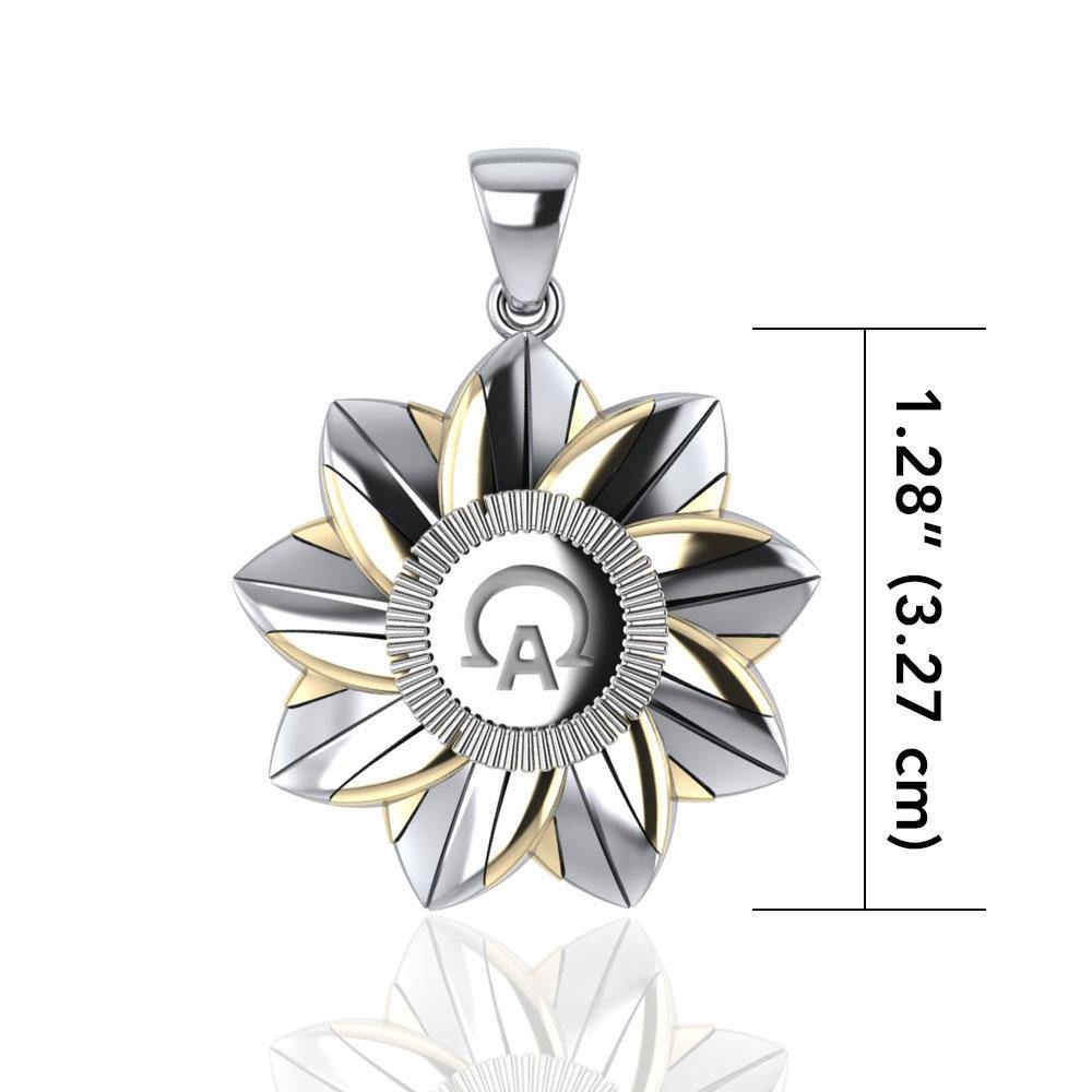 Alpha Omega Silver with Gold Accent Pendant MPD1145 - Jewelry
