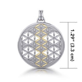Flower of Life Mandala Silver and Gold Accent Pendant MPD1146 - Jewelry