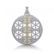 Flower of Life Mandala Sterling Silver with 14K Gold Accent Pendant by Sibylle Grummes MPD1146