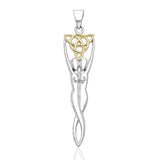 Goddess Trinity Knot Gold Accent Silver Pendant MPD1201 - Jewelry