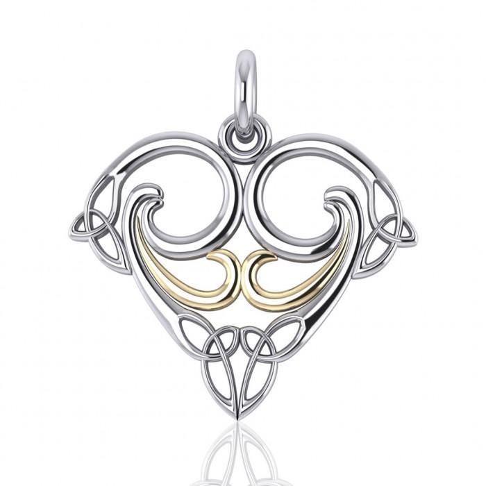 Eternal life’s significance ~ Sterling Silver Celtic Triquetra Pendant with 14k Gold Accent MPD1268 - Jewelry
