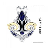 Look beyond your life’s endless journey ~ Sterling Silver Celtic Triquetra Pendant Jewelry with 14k Gold accent and Gemstone MPD1273 - Jewelry