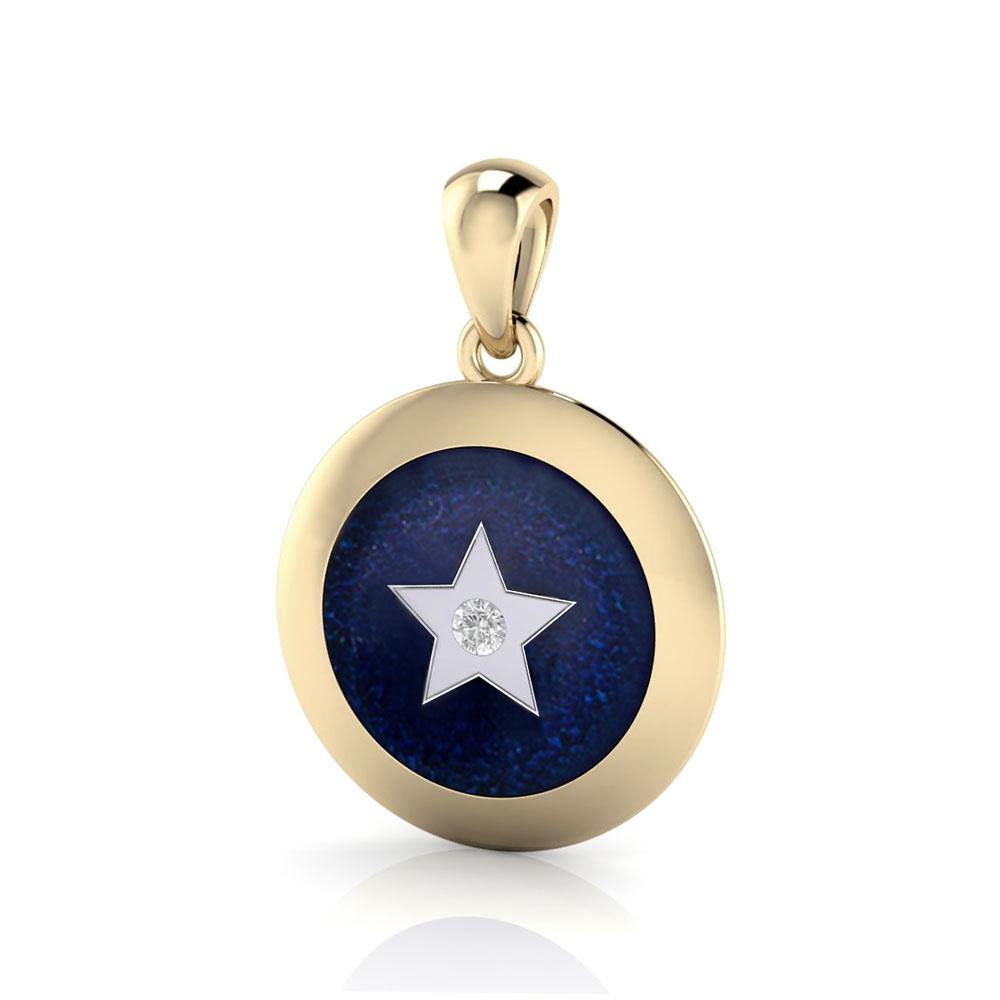 Star Spiritual Eye Silver with 14k Gold accent Pendant MPD1290 - Jewelry