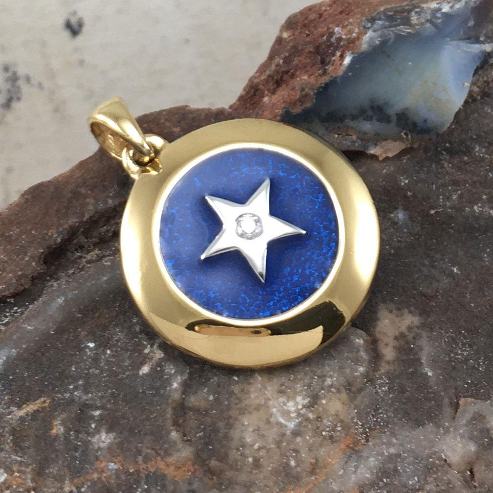 Star Spiritual Eye Silver with 14k Gold accent Pendant MPD1290 - Jewelry