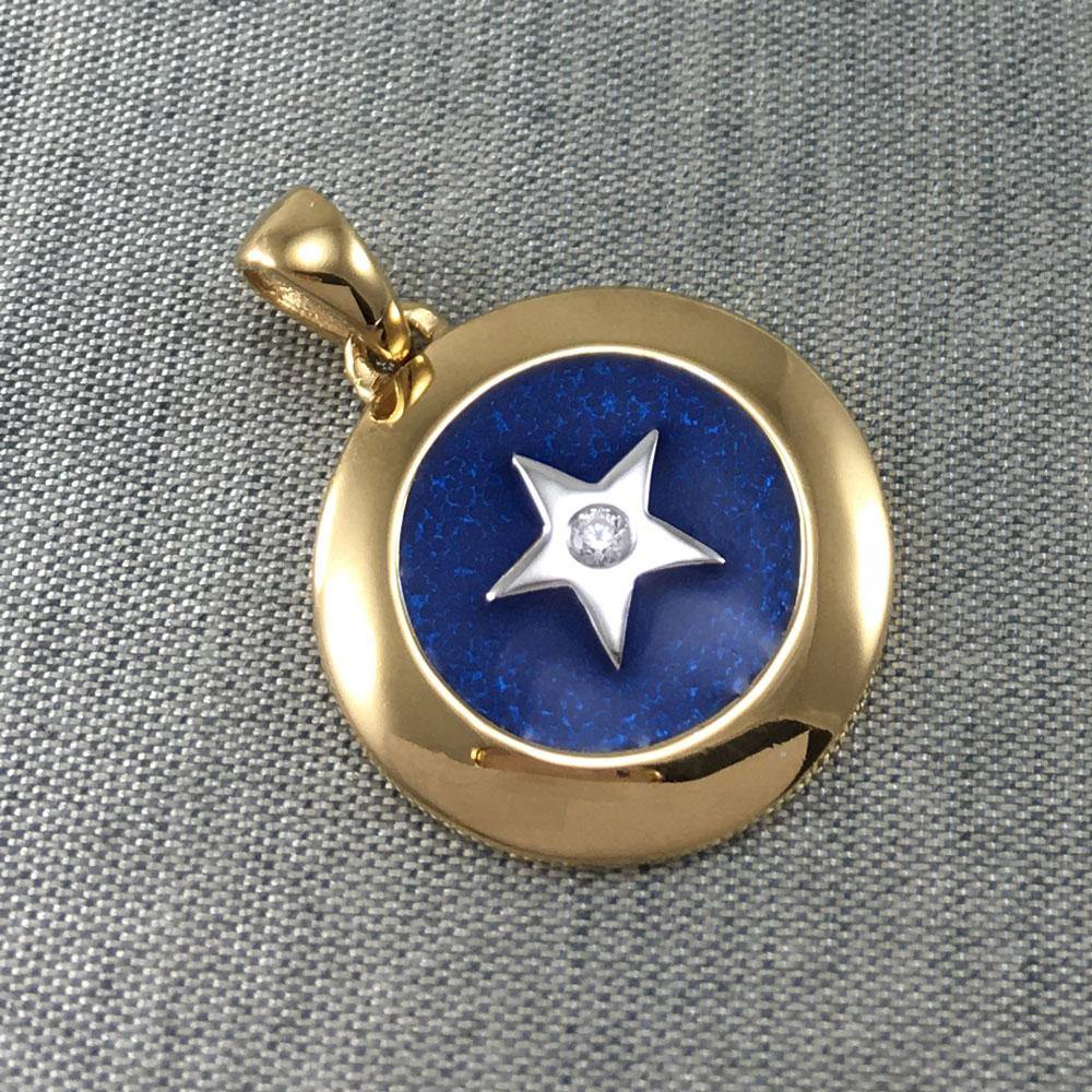 Star Spiritual Eye Silver with 14k Gold accent Pendant MPD1290 - Jewelry