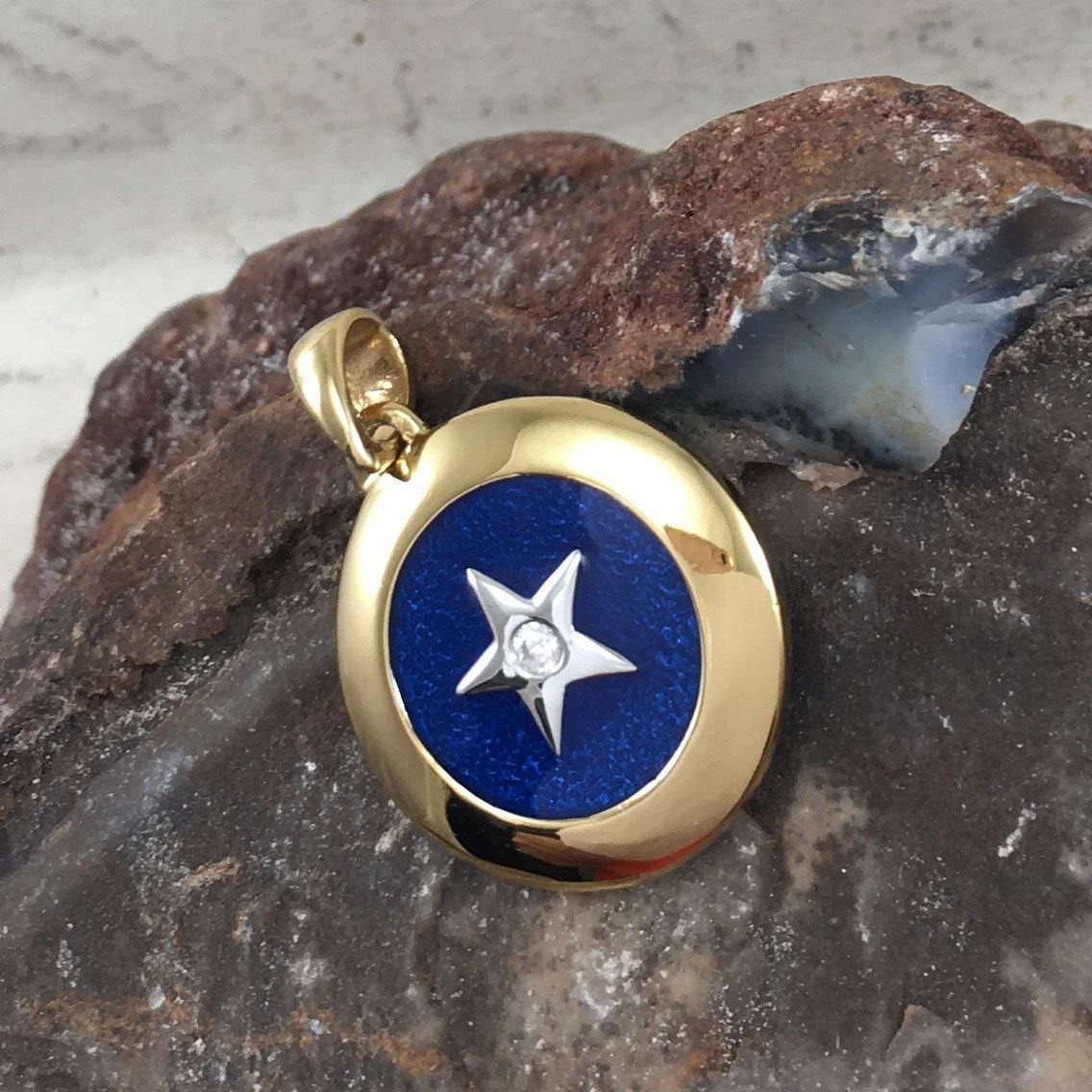 Star Spiritual Eye Silver with 14k Gold accent Pendant MPD1290 - Jewelry