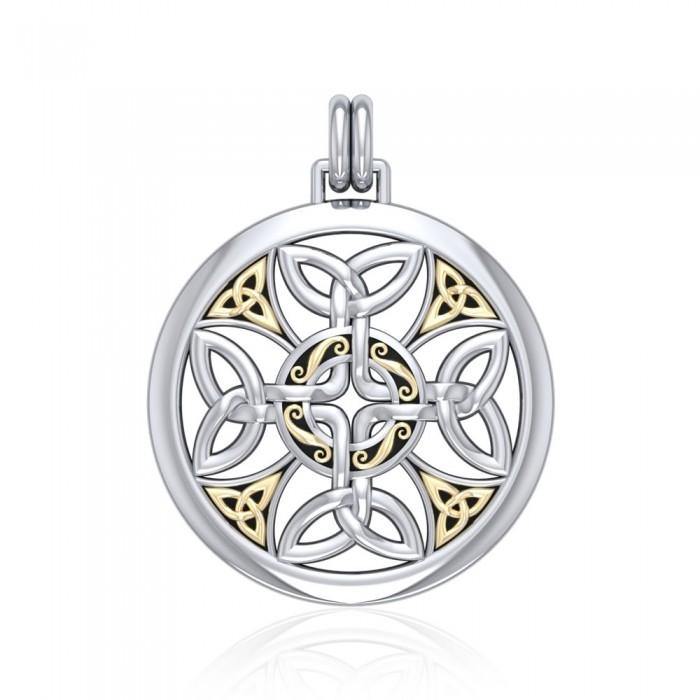 Celtic Cross Silver and 18K Gold Accent Pendant MPD1356 - Jewelry