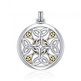Celtic Cross Silver and 18K Gold Accent Pendant MPD1356