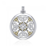 Celtic Cross Sterling Silver and 18K Gold Accent Pendant MPD1356