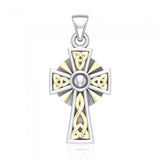 Celtic Cross Silver & Gold Pendant MPD1806 - Jewelry