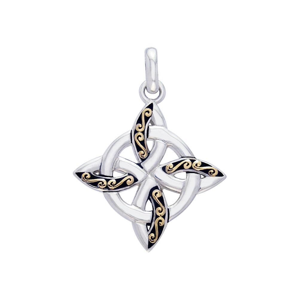 Celtic Four Point Knot silver with 18k gold accents Pendant MPD1807 - Jewelry