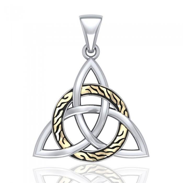 Celtic Trinity with Braid Silver with 18k gold accents Pendant MPD1813 - Jewelry