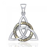 Celtic Trinity with Braid Silver with 18k gold accents Pendant MPD1813 - Jewelry