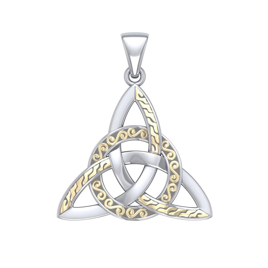 Braided Celtic Triquetra Silver and 18k Gold Accent Pendant MPD1814 - Jewelry