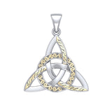 Braided Celtic Triquetra Silver and 18k Gold Accent Pendant MPD1814
